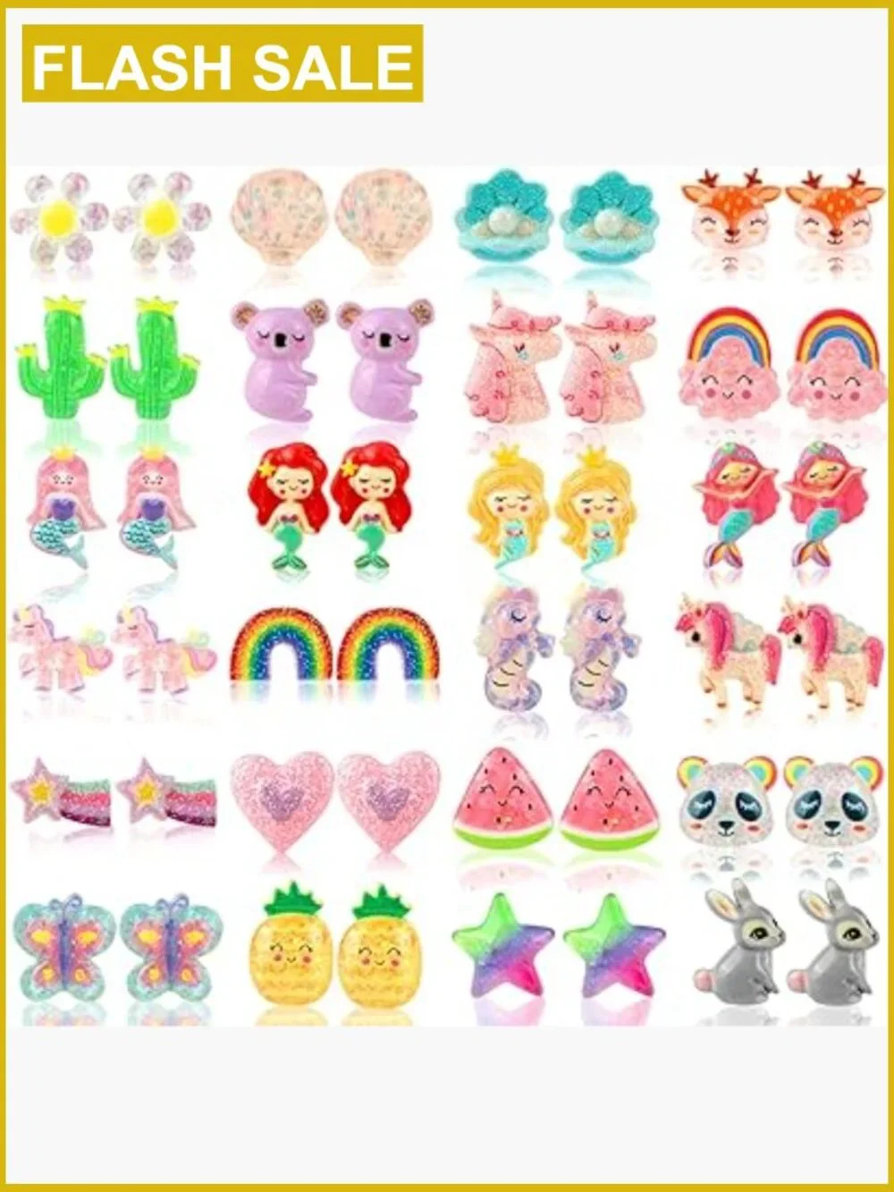 10 Pairs Clip On Earrings for Little Girls - Hypoallergenic No Piercing Cute Set